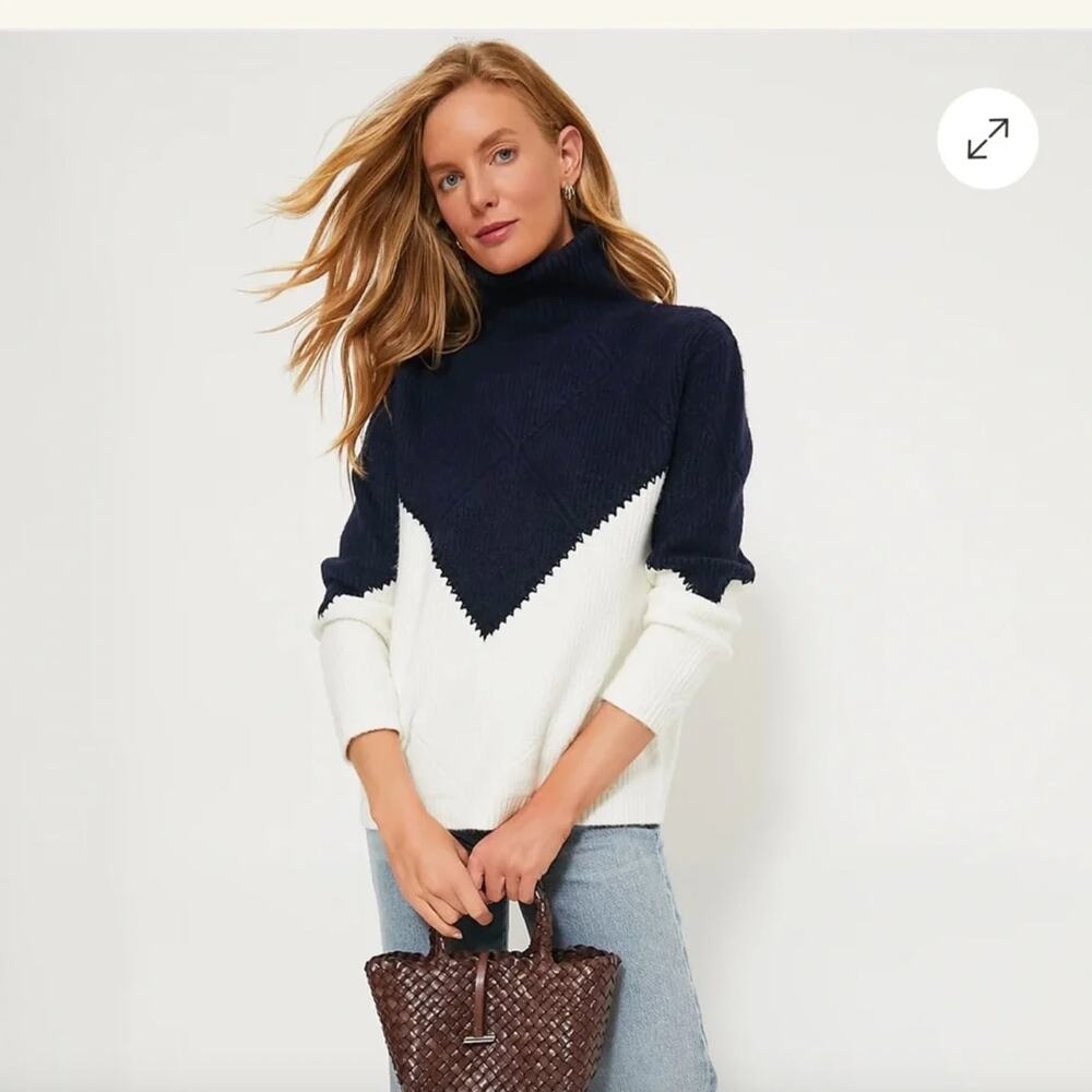 Hyacinth House Diamond Demi Turtleneck Sweater Size XS Cozy Colorblock Classic
